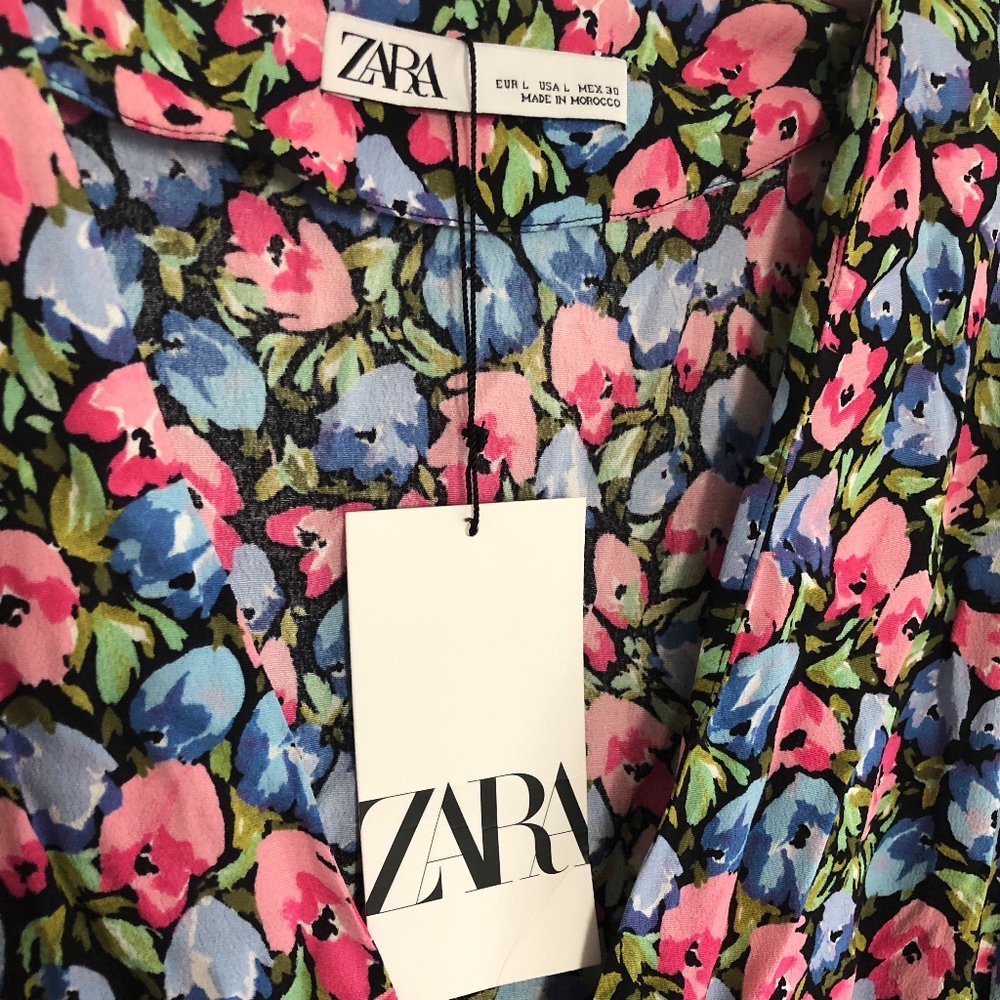 Zara Size L Tulip Print Dress NWT